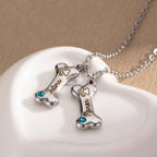 ART FUREVER custom pet jewelry - personalized engraved silver bone shaped necklace - pet name charm and minimalistic design