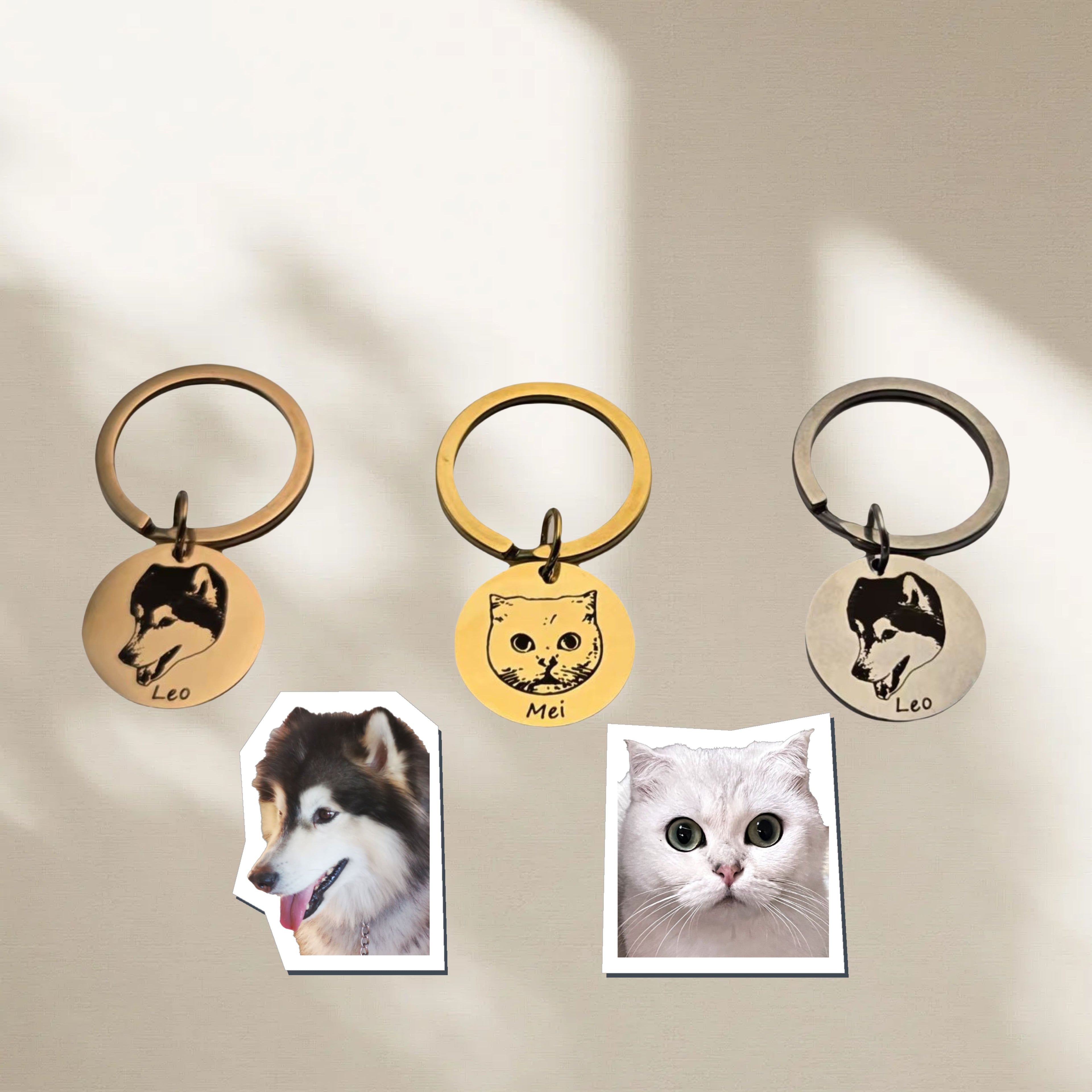 ART FUREVER - custom pet jewelry - personalized engraved silver keychain - pet name charm and minimalistic design