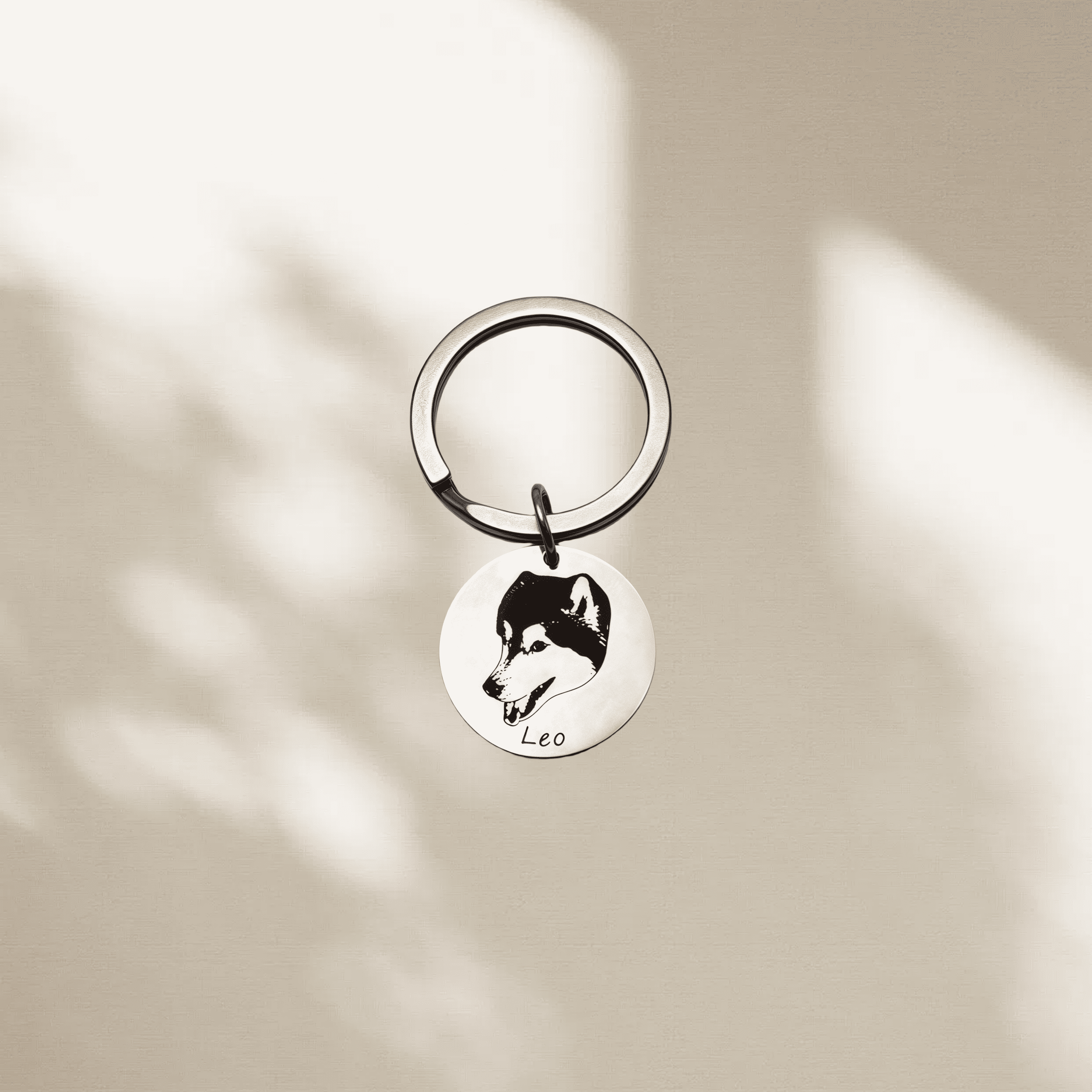 ART FUREVER - custom pet jewelry - personalized engraved silver keychain - pet name charm and minimalistic design