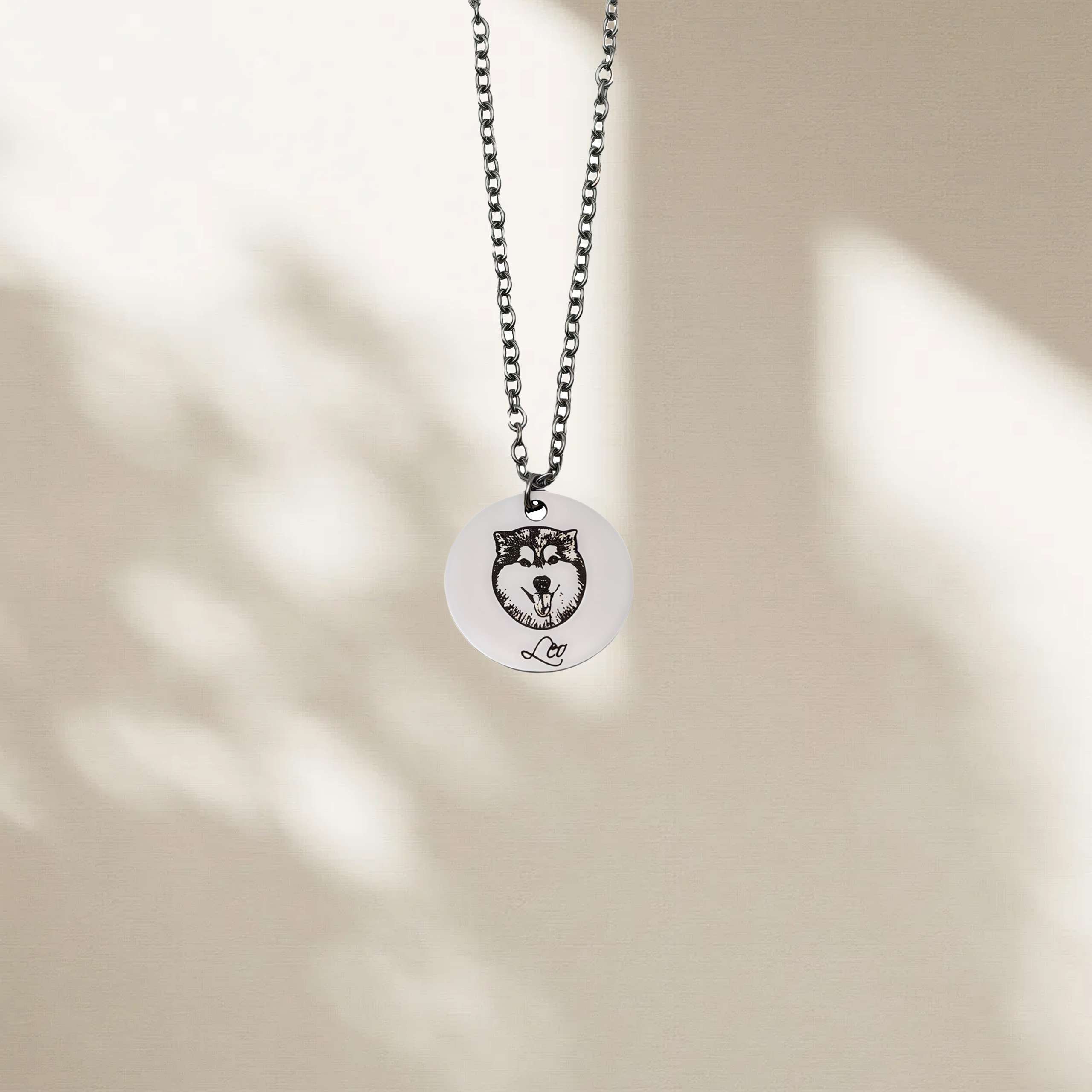 ART FUREVER - custom pet jewelry - personalized engraved silver necklace - pet name charm and minimalistic design