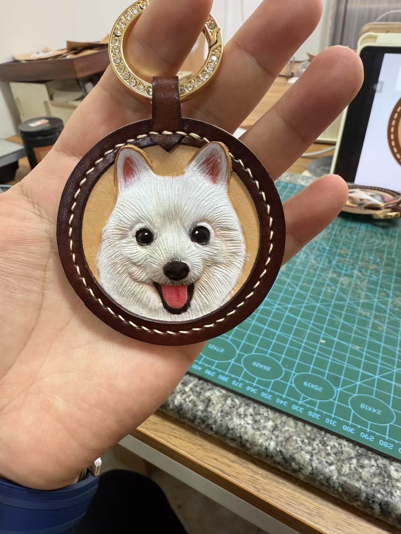 ART FUREVER - custom pet leather carving portrait - engraved vegetable-tanned leather - lifelike pet features and fine craftsmanship