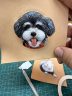 ART FUREVER - custom pet leather carving portrait - engraved vegetable-tanned leather - lifelike pet features and fine craftsmanship