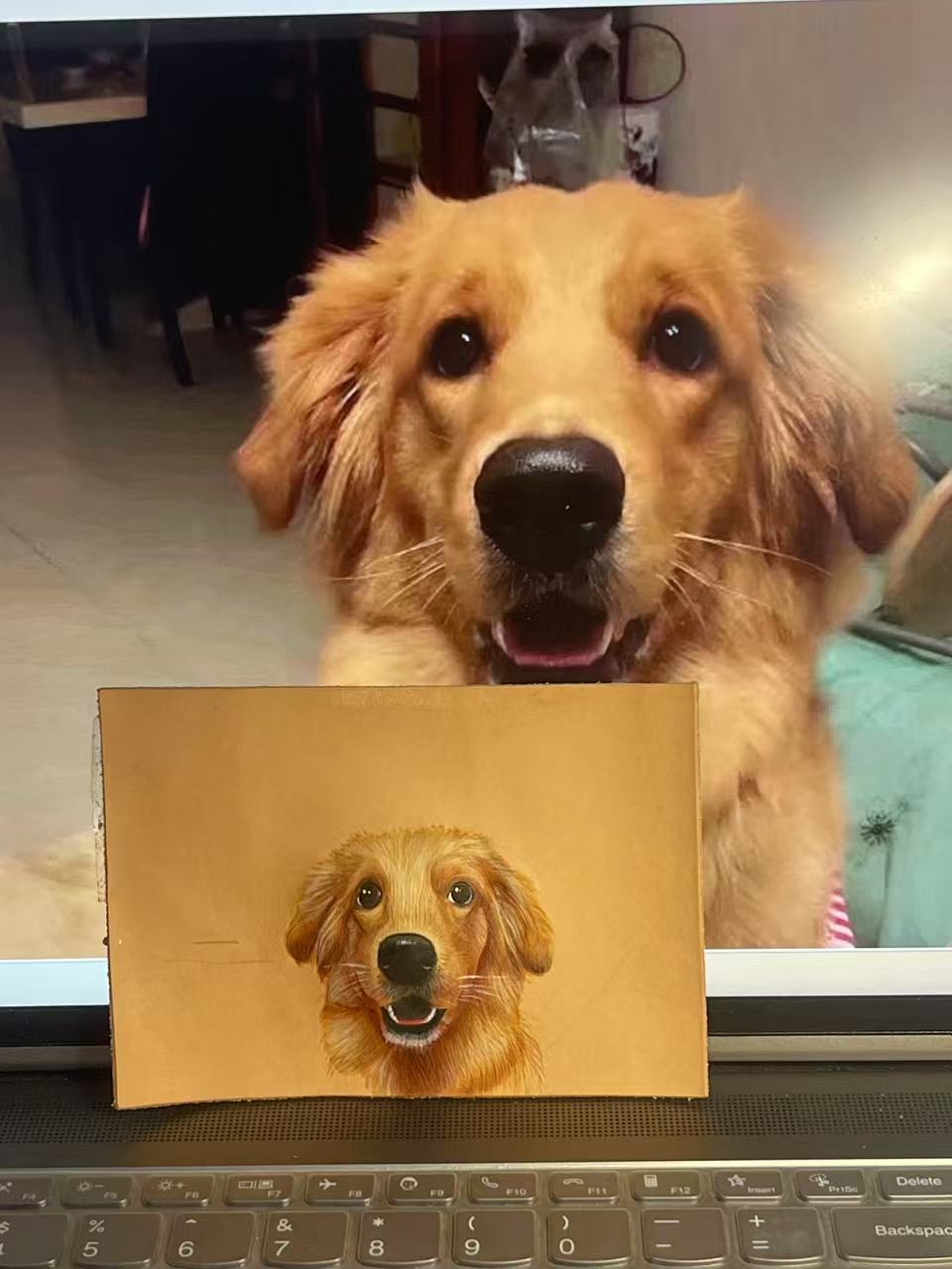 ART FUREVER - custom pet leather carving portrait - engraved vegetable-tanned leather - lifelike pet features and fine craftsmanship