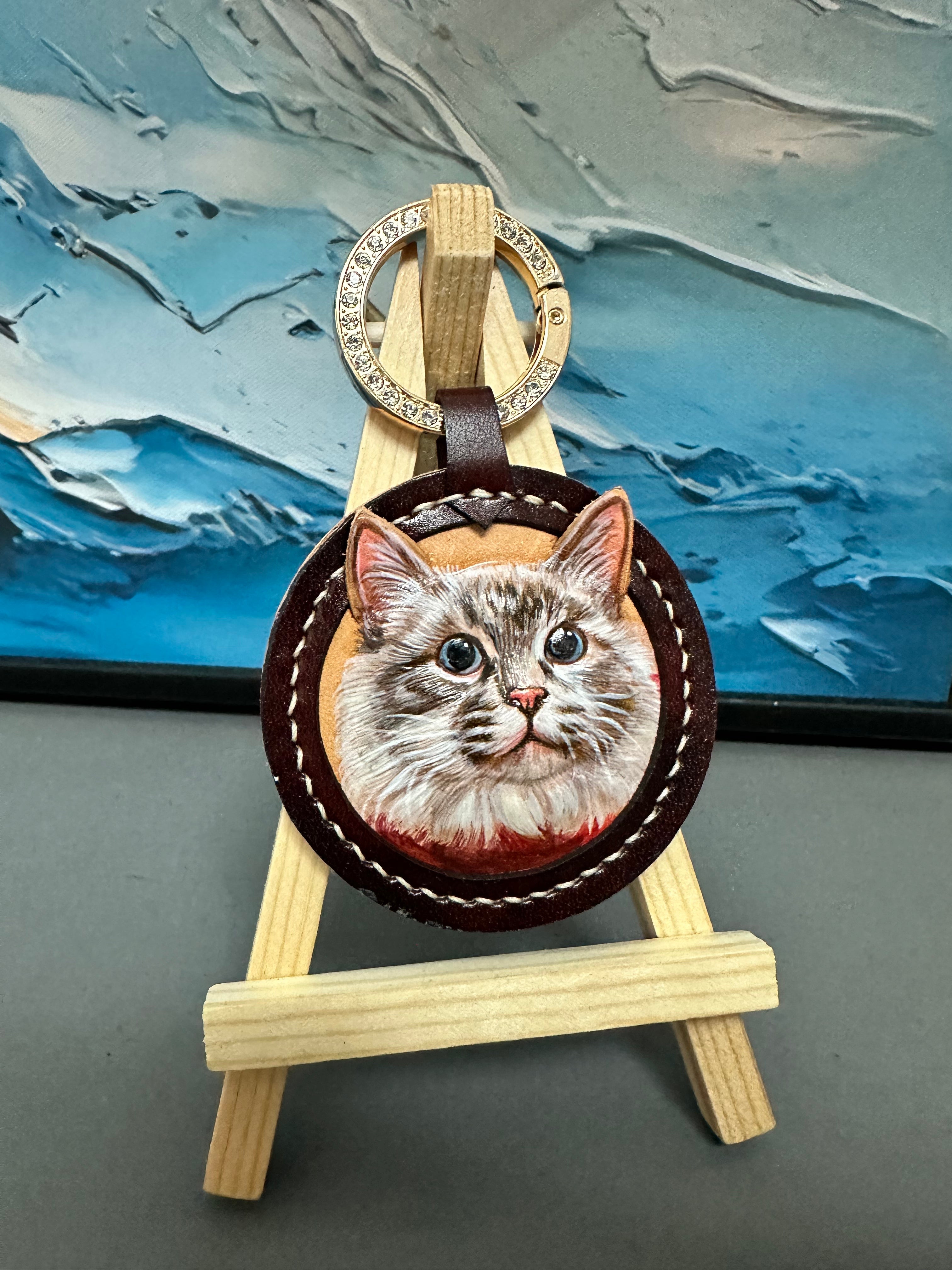 ART FUREVER - custom pet leather carving portrait - engraved vegetable-tanned leather - lifelike pet features and fine craftsmanship