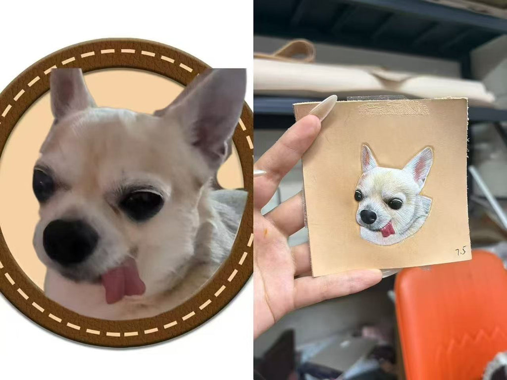 ART FUREVER - custom pet leather carving portrait - engraved vegetable-tanned leather - lifelike pet features and fine craftsmanship