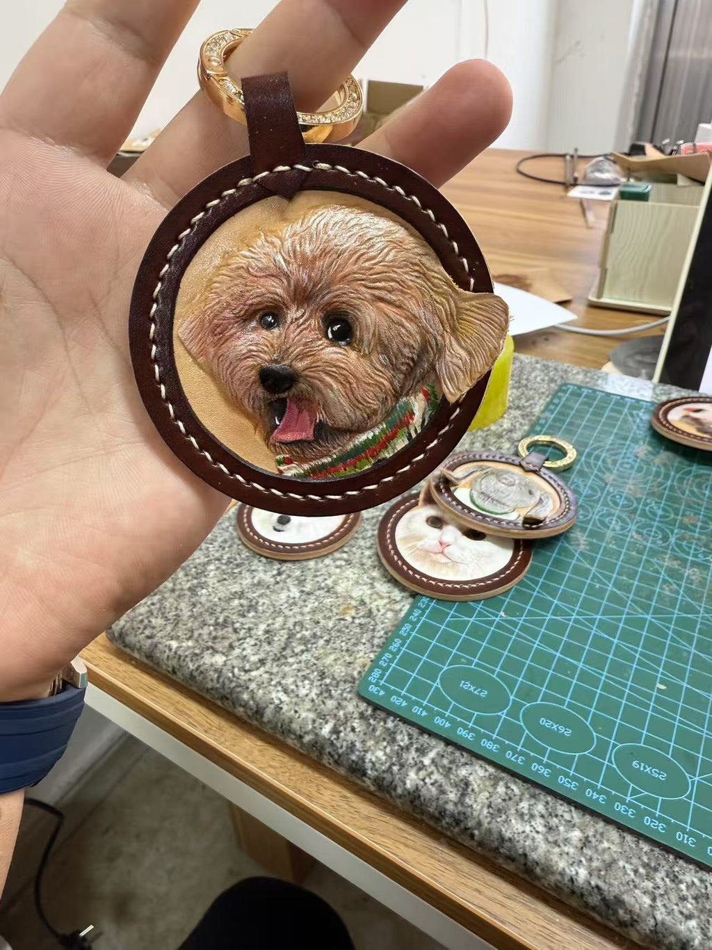 ART FUREVER - custom pet leather carving portrait - engraved vegetable-tanned leather - lifelike pet features and fine craftsmanship