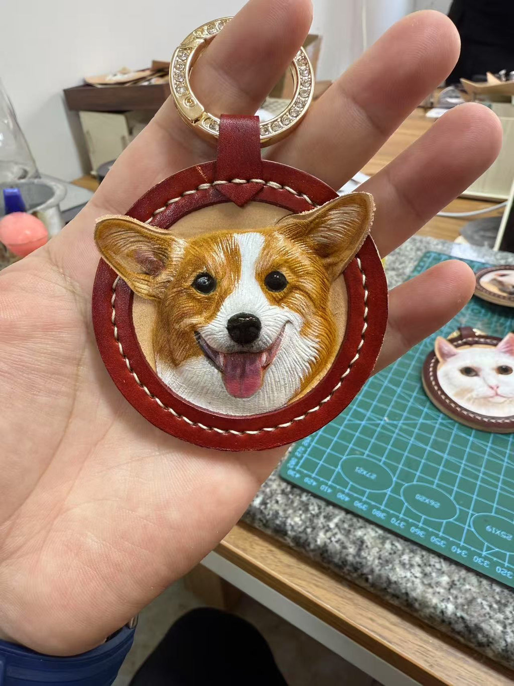 ART FUREVER - custom pet leather carving portrait - engraved vegetable-tanned leather - lifelike pet features and fine craftsmanship